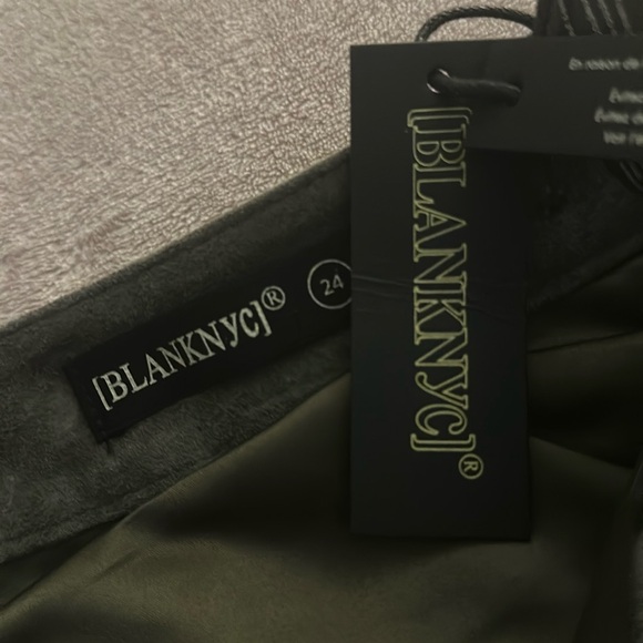 BLANK NYC 100% Genuine Leather/Suede MIDI Skirt w Front Slit Sage Green (24) NWT - Picture 6 of 12